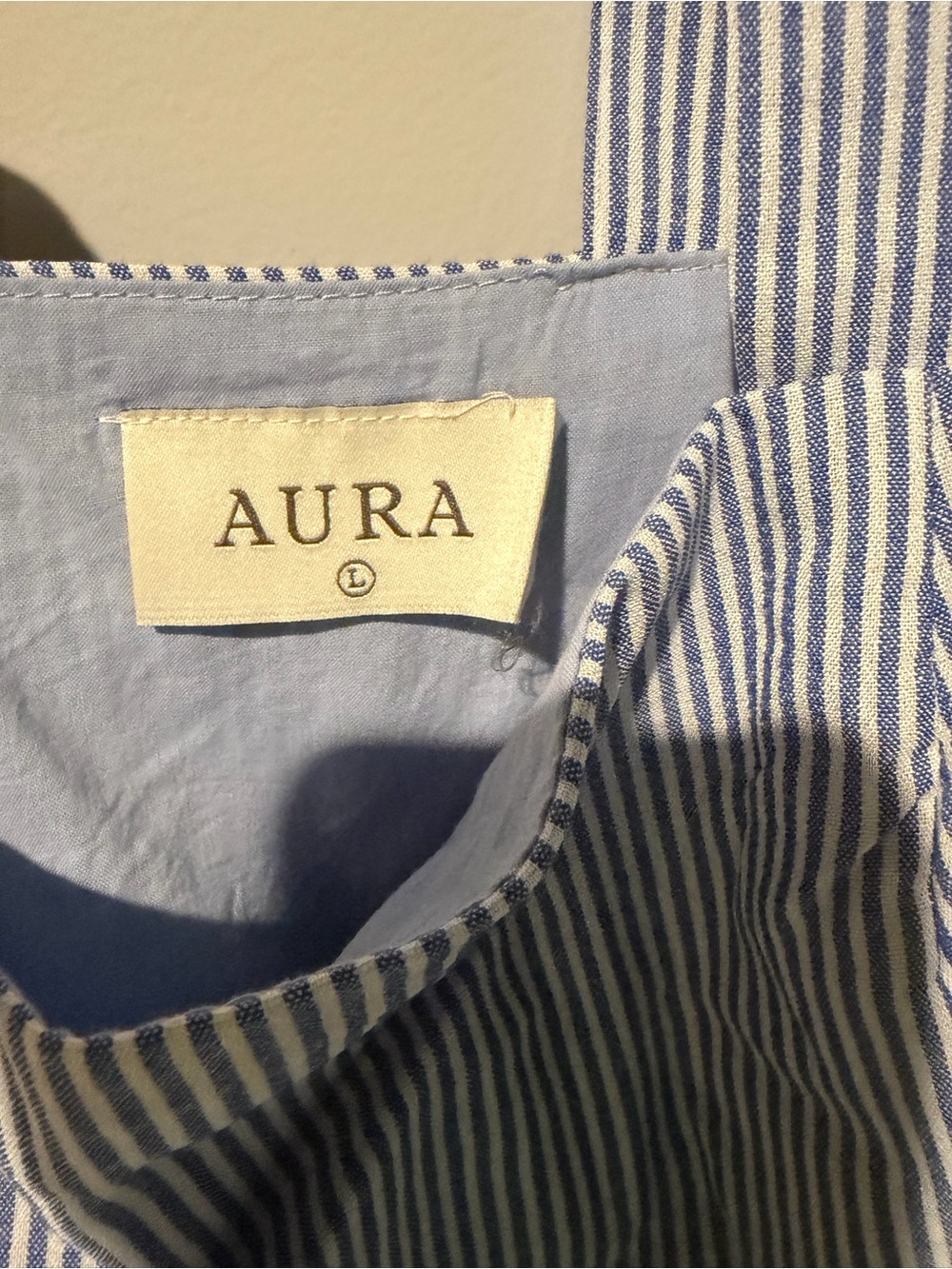 Aura women’s Blue and White Striped maxi dress